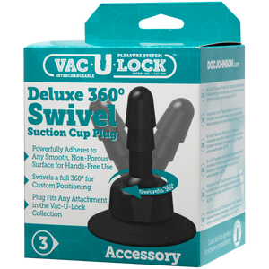 Vac-U-Lock - Deluxe 360° Swivel Suction Cup Plug - Black