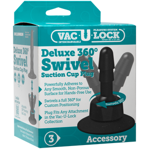 Vac-U-Lock - Deluxe 360° Swivel Suction Cup Plug - Black