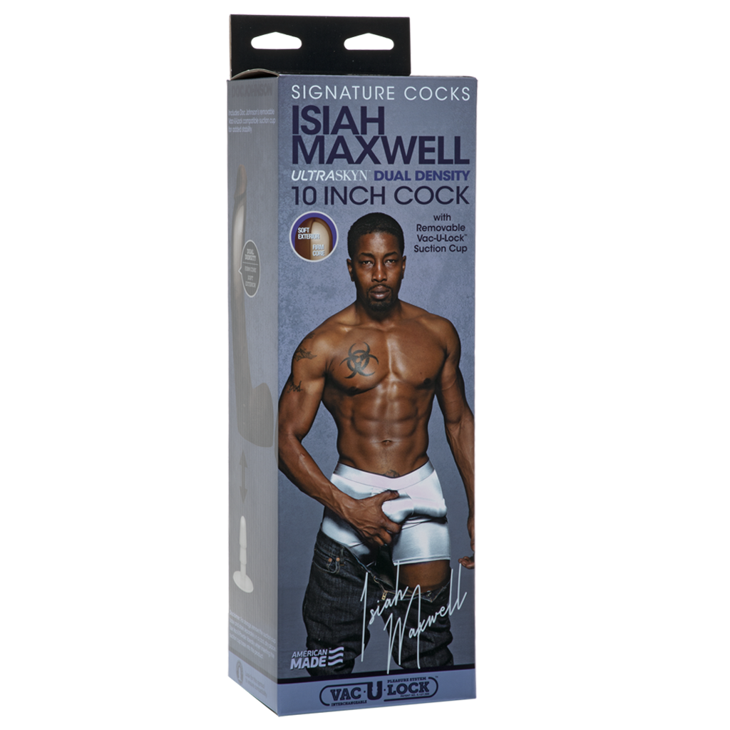 Doc Johnson Signature Cocks - Isiah Maxwell - 10 Inch ULTRASKYN Cock with Removable Vac-U-Lock Suction Cup - Chocolate