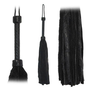 Fetissimo Flogger Black Fur Black Suede Tails 26in