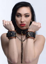 Load image into Gallery viewer, XR MS Coax Collar to Wrist Restraints brown &amp; black
