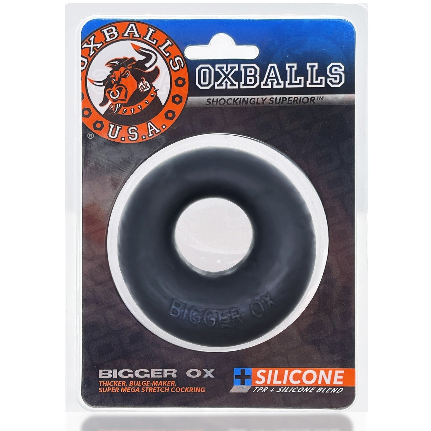 Oxballs BIGGER OX, thicker bulge maker super mega-stretch cockring - BLACK ICE