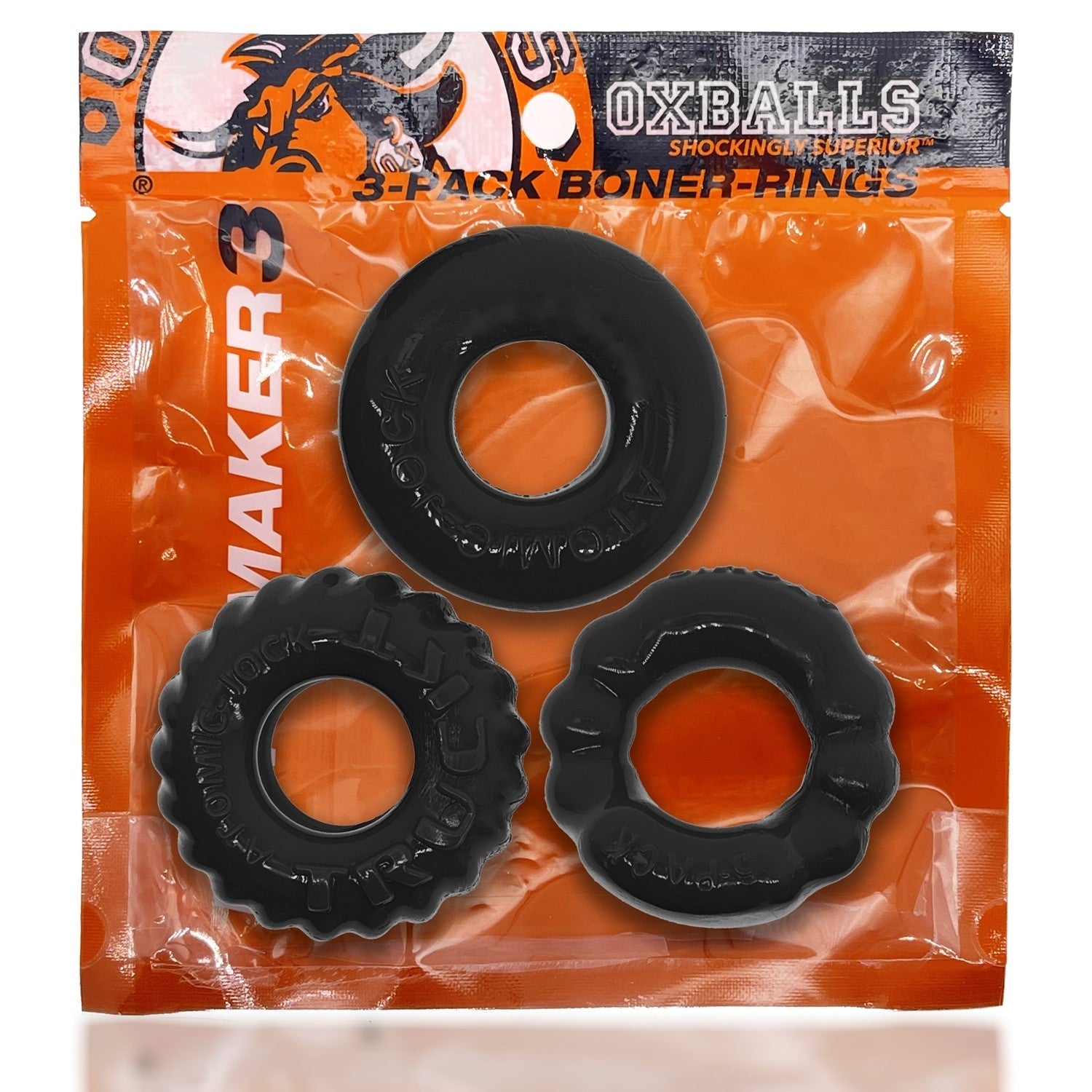 Oxballs BONEMAKER 3-pack boner cockring kit - BLACK