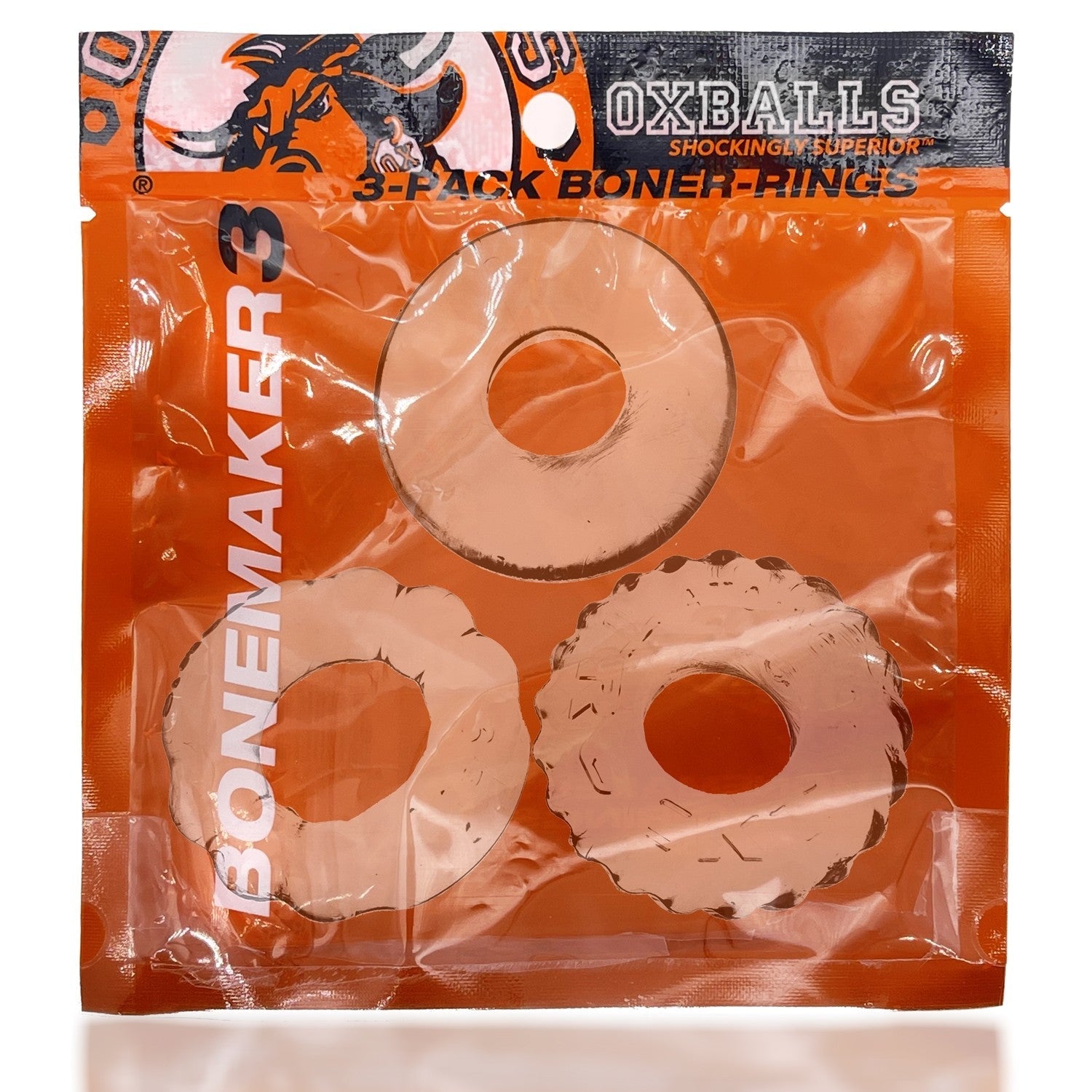 Oxballs BONEMAKER 3-pack boner cockring kit - CLEAR