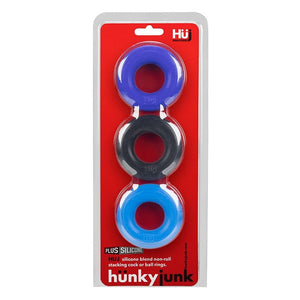 Hunkyjunk HUJ3 c-ring 3-pack,  COBALT MULTI - Tar/Cobalt/Aqua