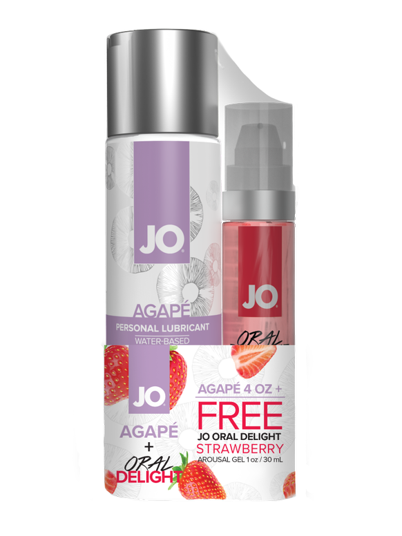 JO Agape 4oz + JO Oral Delight Strawberry Arousal Gel 1oz