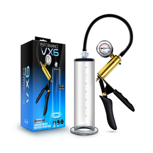 BLUSH Performance - VX6 Vacuum Penis Pump With Brass Pistol & Pressure Gauge - Clear