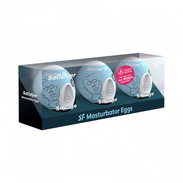 Satisfyer Masturbator Egg 3er Set (Savage) Light Blue