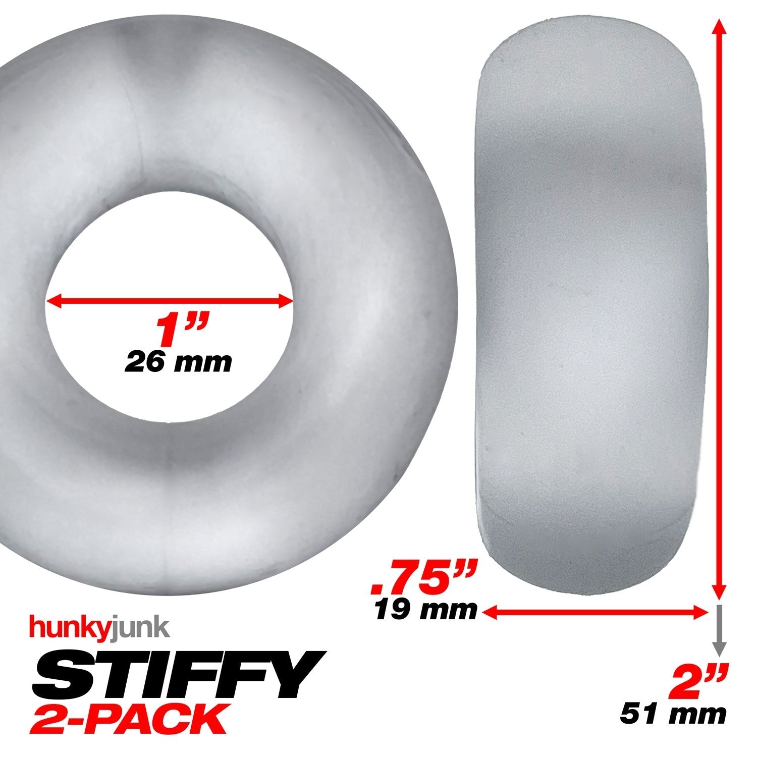 Hunkyjunk STIFFY 2-pack bulge cockrings - CLEAR ICE